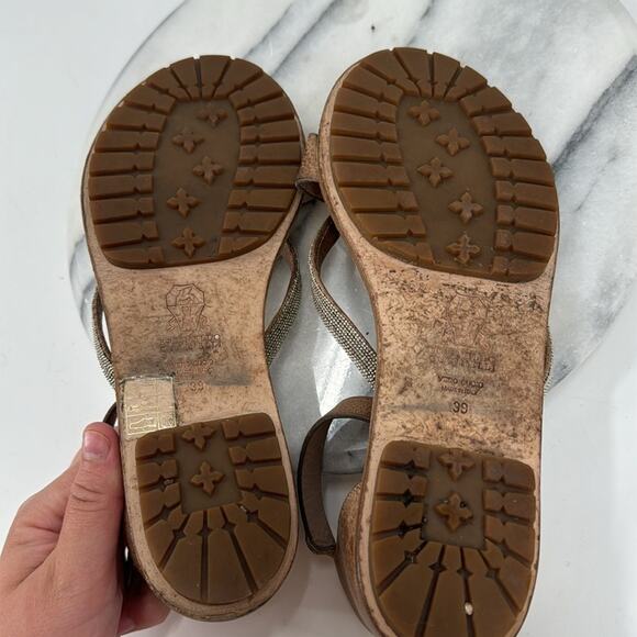 Brunello Cucinelli tan leather multi strap sandals - Picture 8 of 8